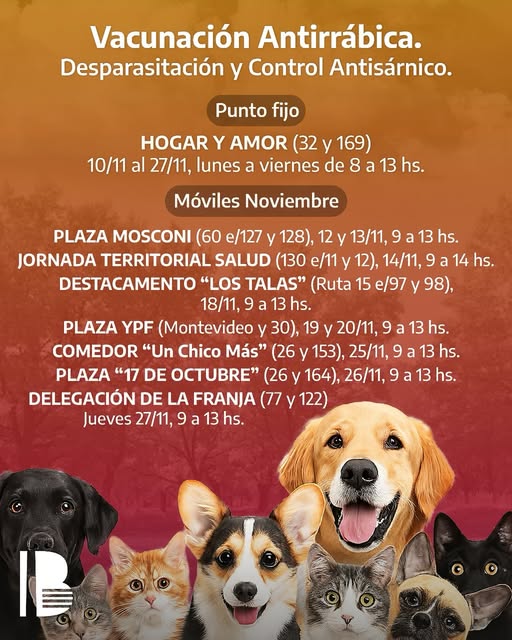 Nueva campaña gratuita de vacunación y atención veterinaria en Berisso
