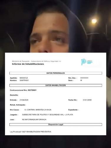 Inhabilitan al influencer Santiago Maratea por conducir sin cinturón y grabar videos